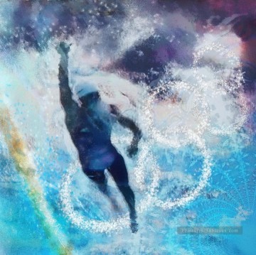 olympiques nageurs impressionnistes Peinture à l'huile